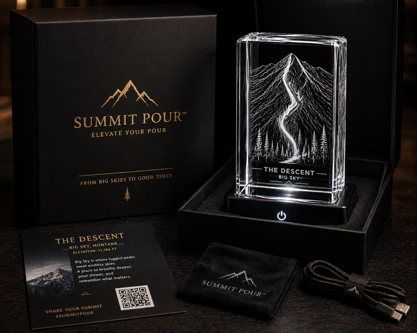 The Ridge - k9 Crystal Engraving