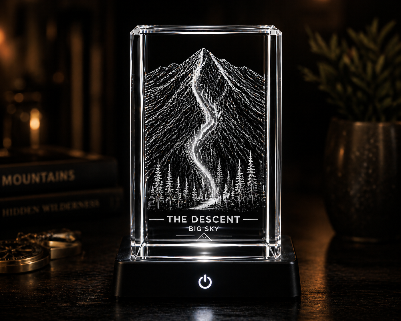 The Ridge - k9 Crystal Engraving