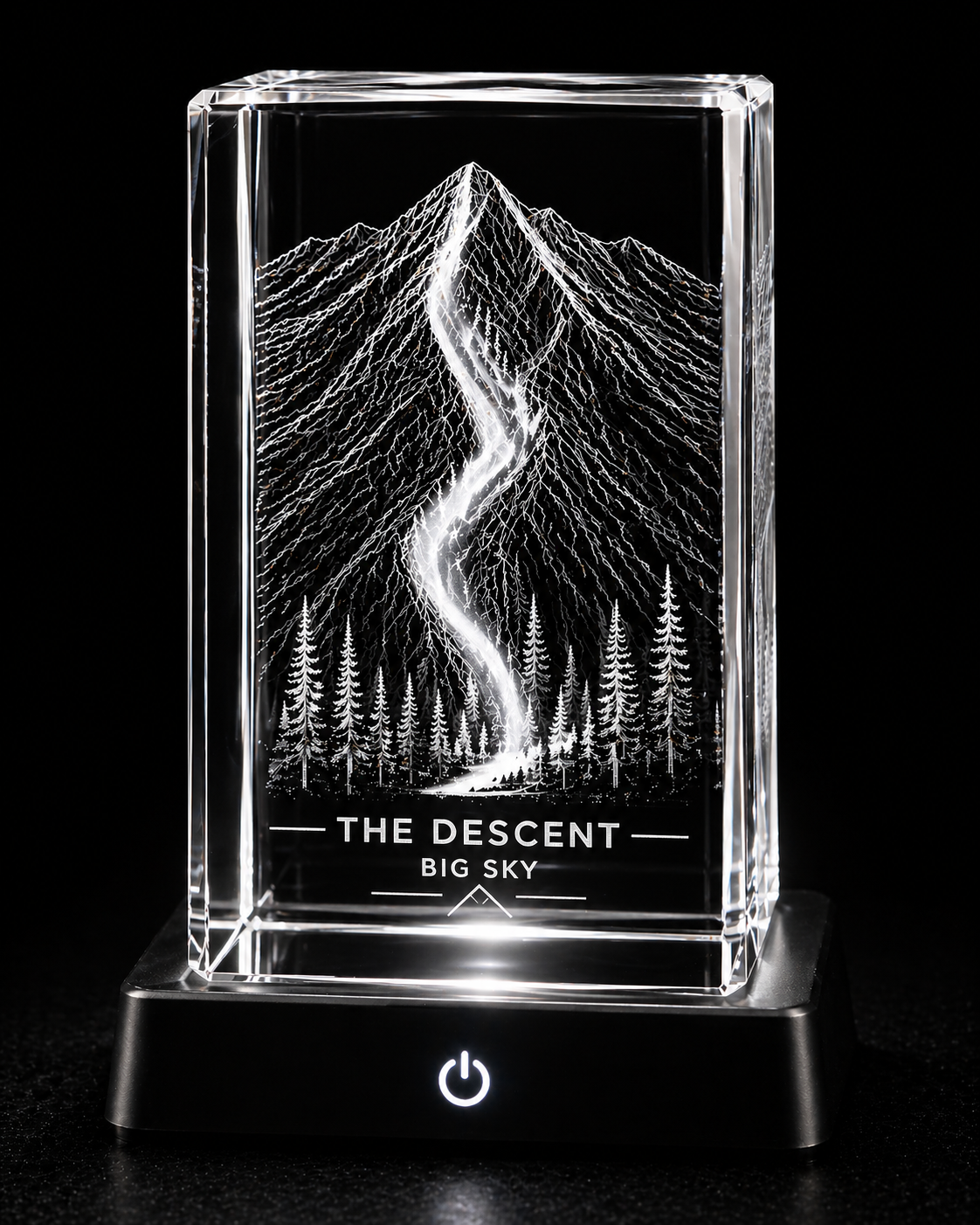 The Ridge - k9 Crystal Engraving