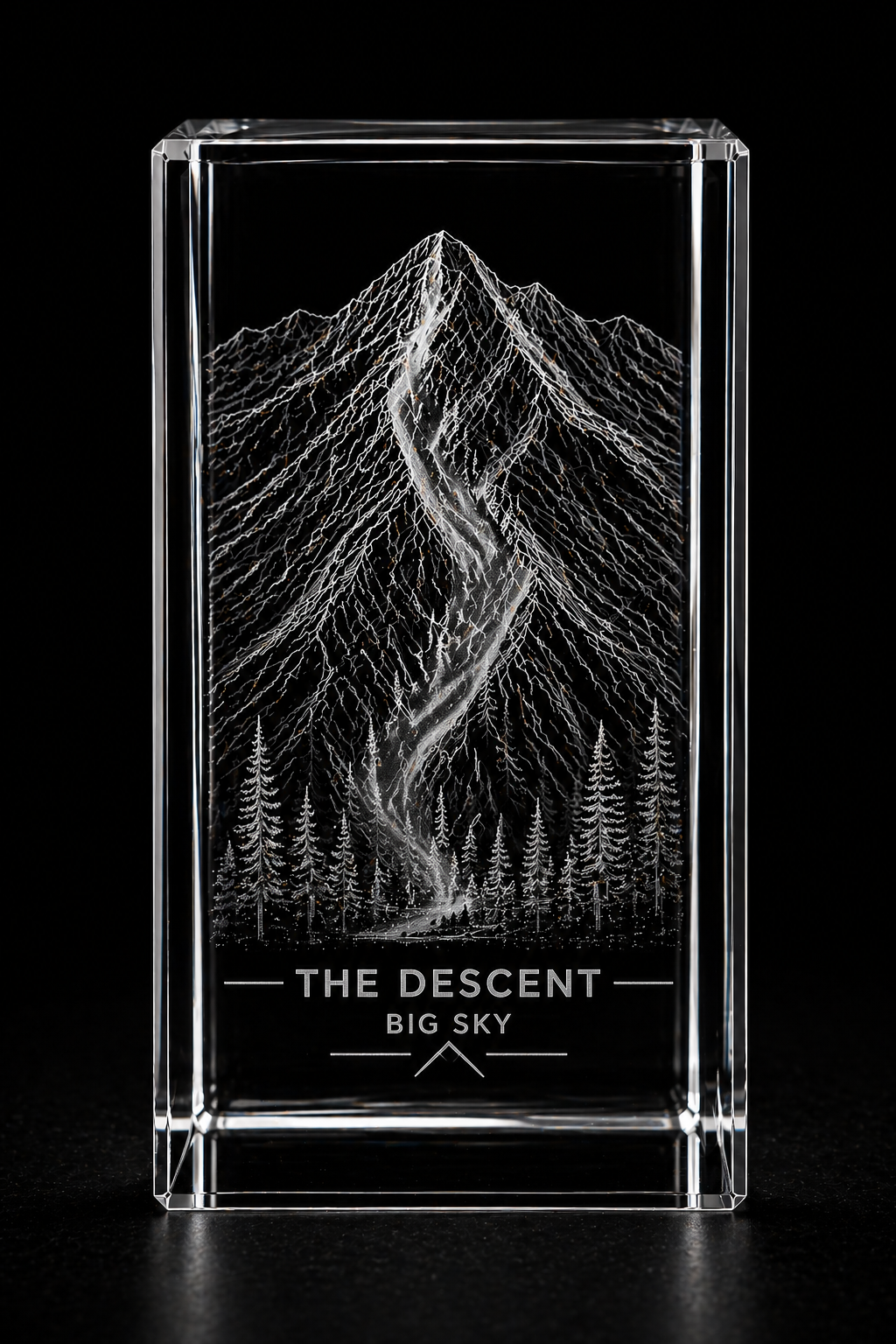 The Ridge - k9 Crystal Engraving